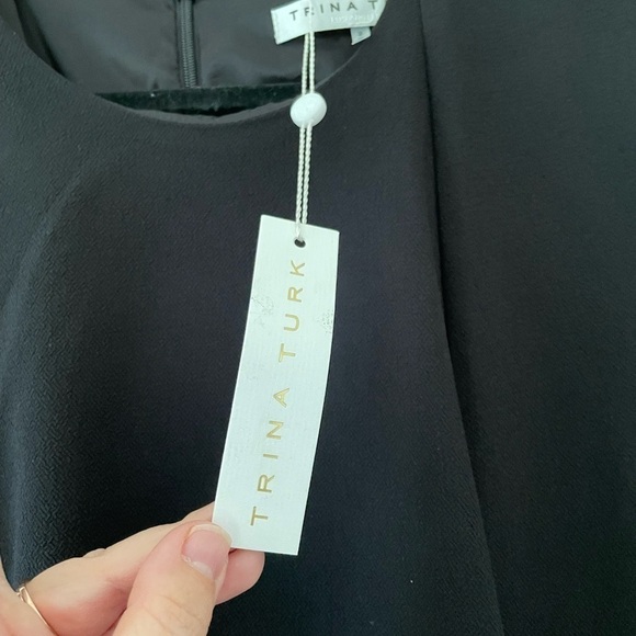 NWT Trina Turk Fringe Little Black Cocktail Dress - Picture 3 of 8